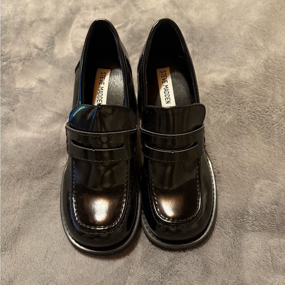 Women's Steve Madden Black Platform Loafers - Picture 3 of 5